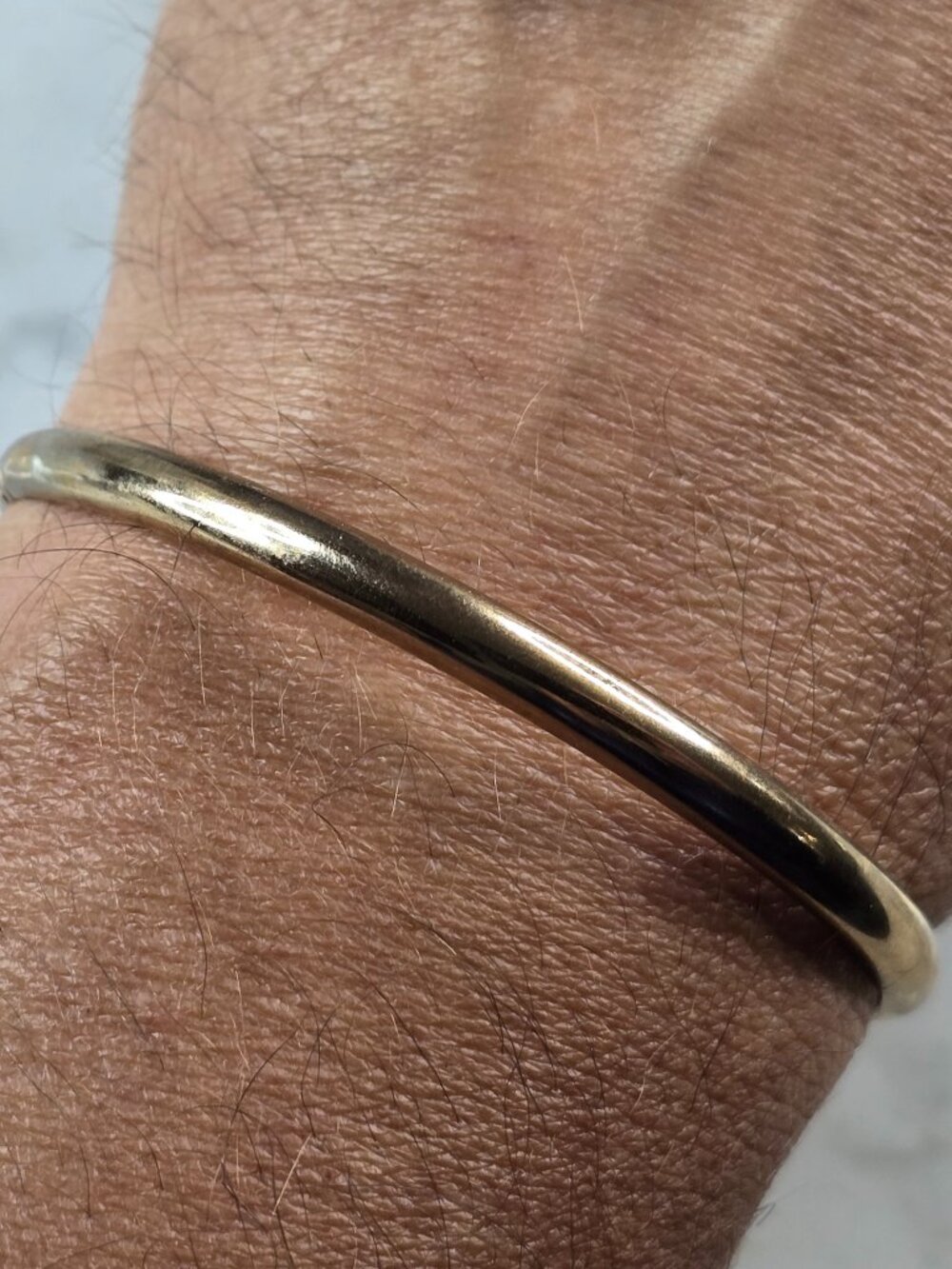 Womens Vintage Estate Sterling Silver Gold Tone Bangle Bracelet, 9.5g E2352